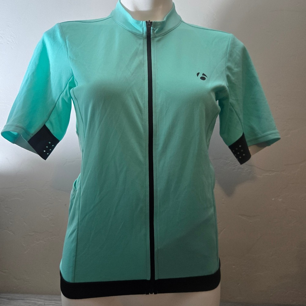 Bontrager Teal Cycling Jersey Size M Fitted Full Zip Mesh Back Athletic Sport